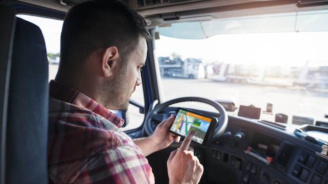 man with touch device
