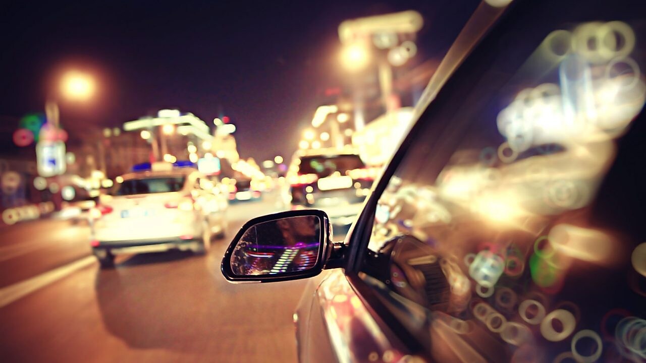 Car driving during night