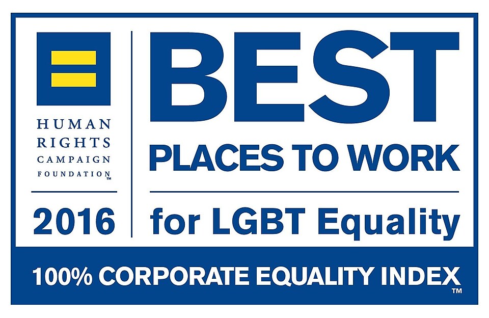 Bu resimde şu metin yer alıyor: İnsan Hakları Kampanyası&rsquo;nın kuruluşu 2016 LGBT eşitliği açısından çalışılacak en iyi yer. Kurumsal eşitlik endeksinde %100.