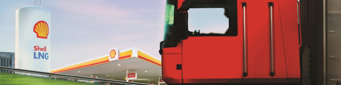 truck in front of Shell station