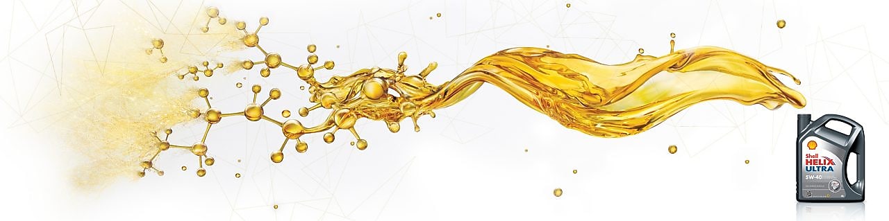 Üzerinde yağ akan Shell helix ultra paketi