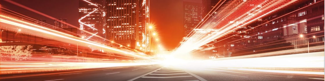 the light trails on the modern building background in china
